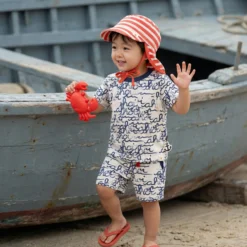 Baby Bermuda mit "Ahoi" Print, weiß