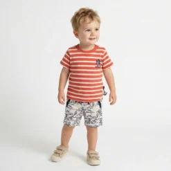 Baby Bermuda mit "Ahoi" Print, weiß
