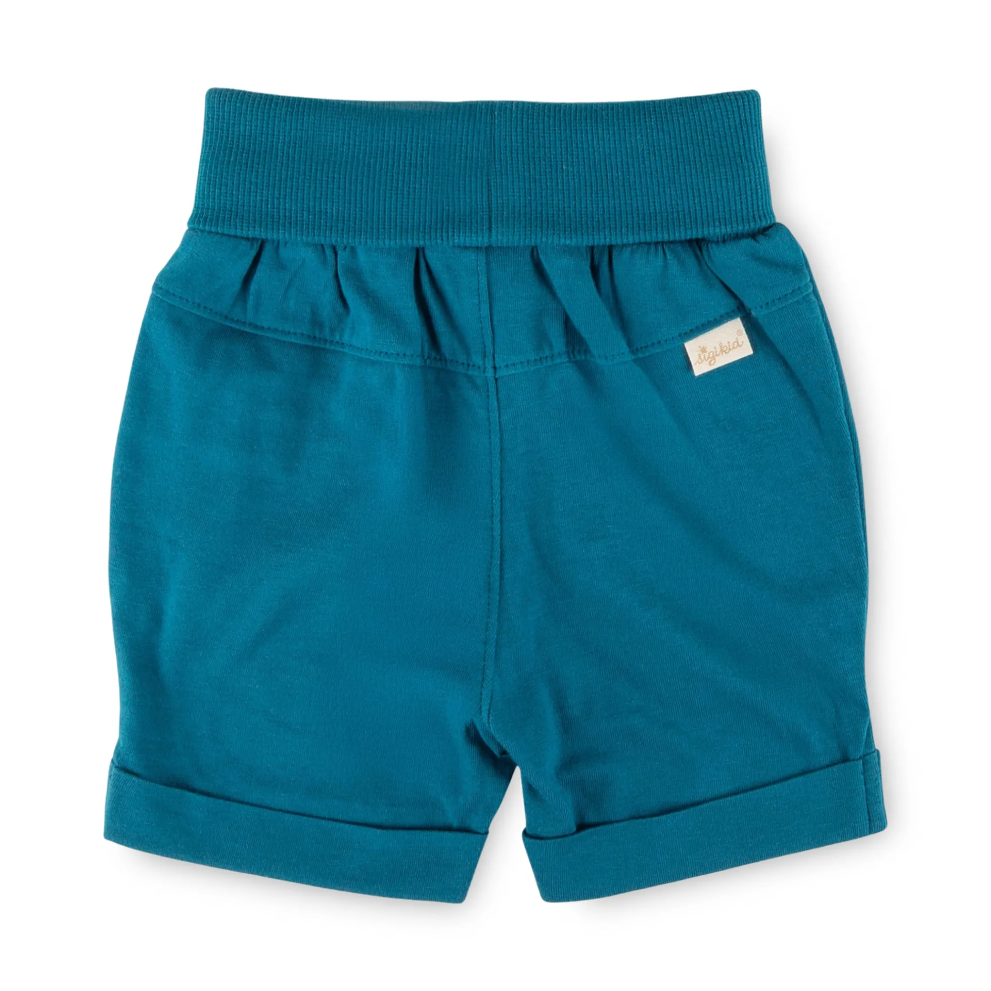 Baby Bermudas mit Aufschlag Fahrzeuge, blaugrün