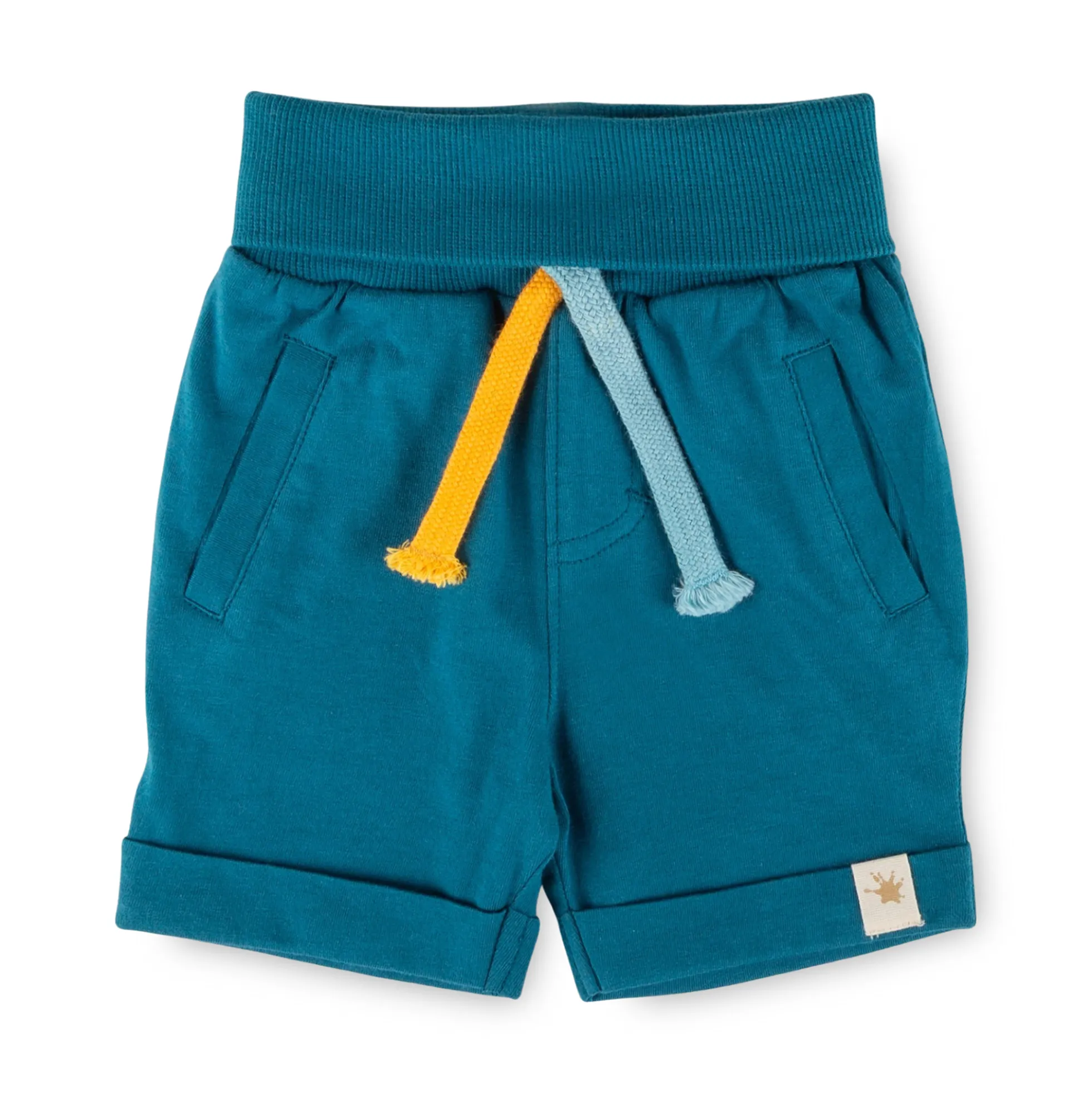 Baby Bermudas mit Aufschlag Fahrzeuge, blaugrün