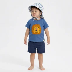 Baby Gabardine Bermuda Tiger & Löwe, dunkelblau