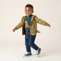 Baby Kapuzen-Sweatjacke khaki, Dino Fun