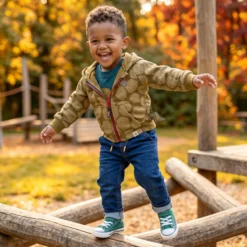 Baby Kapuzen-Sweatjacke khaki, Dino Fun