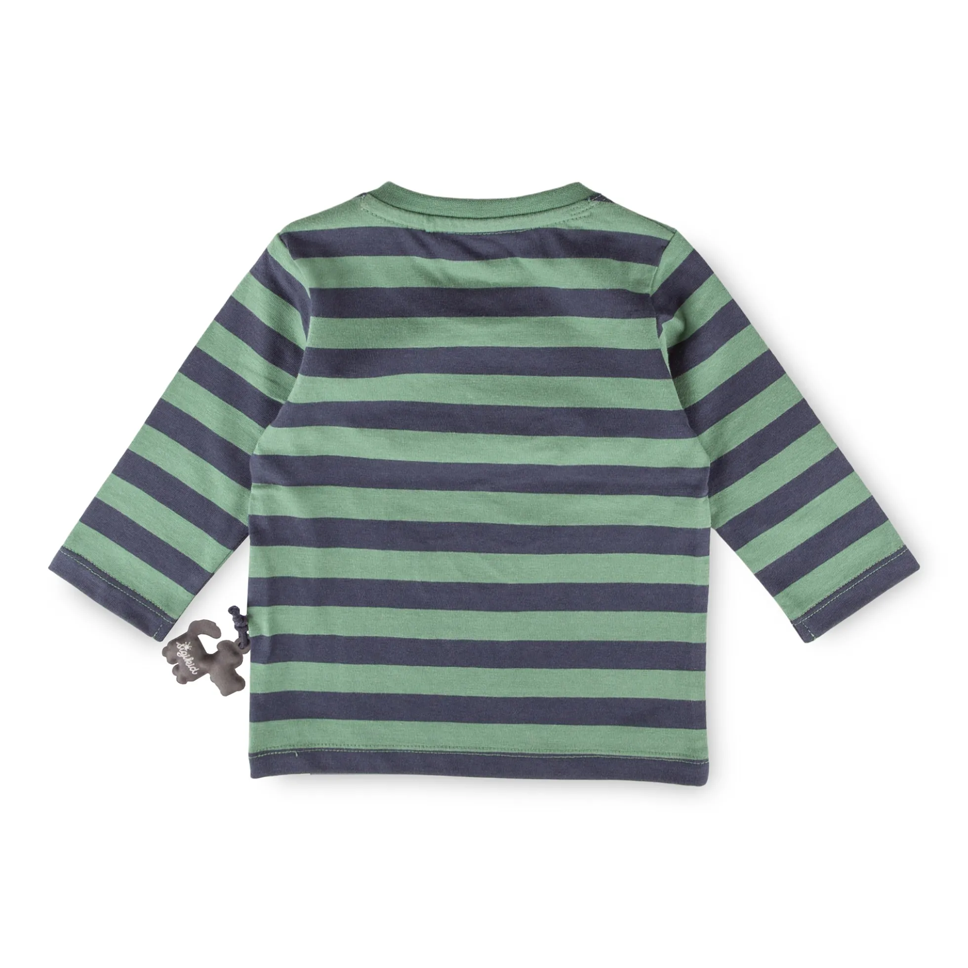 Baby Langarmshirt Esel, grün/blau gestreift