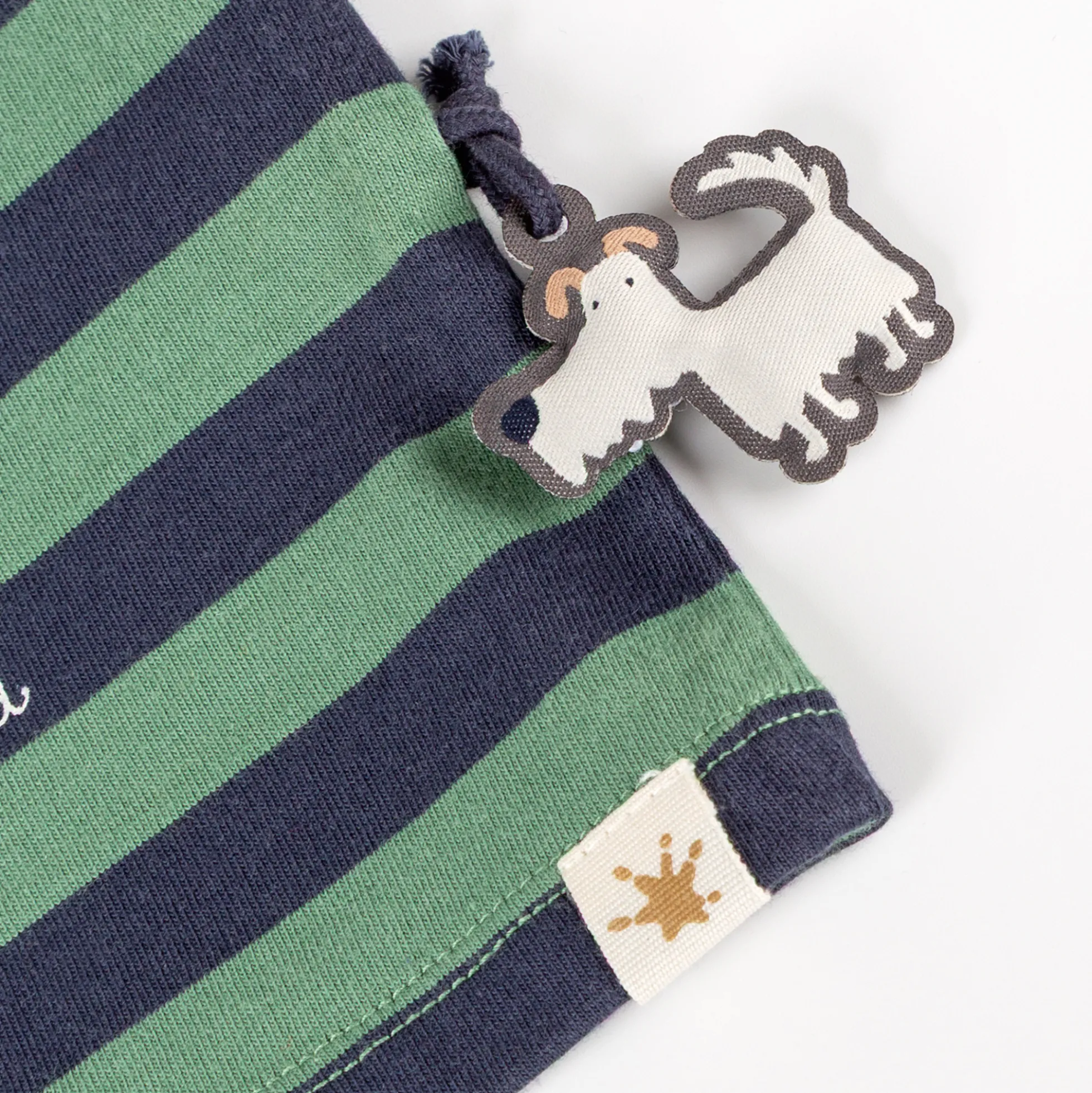 Baby Langarmshirt Esel, grün/blau gestreift