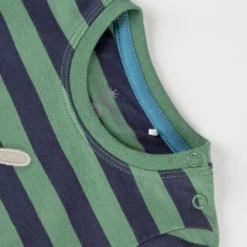 Baby Langarmshirt Esel, grün/blau gestreift