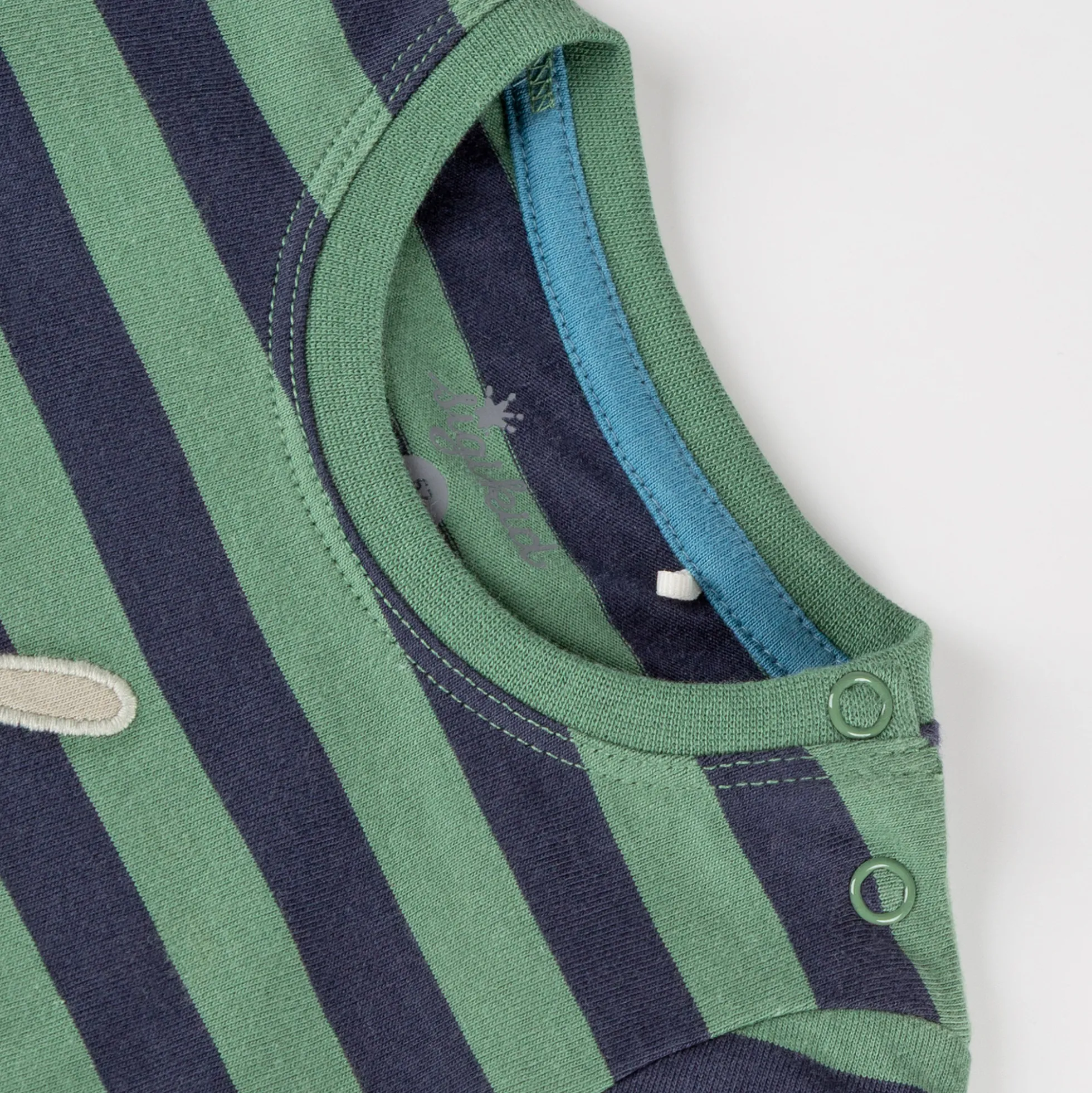 Baby Langarmshirt Esel, grün/blau gestreift