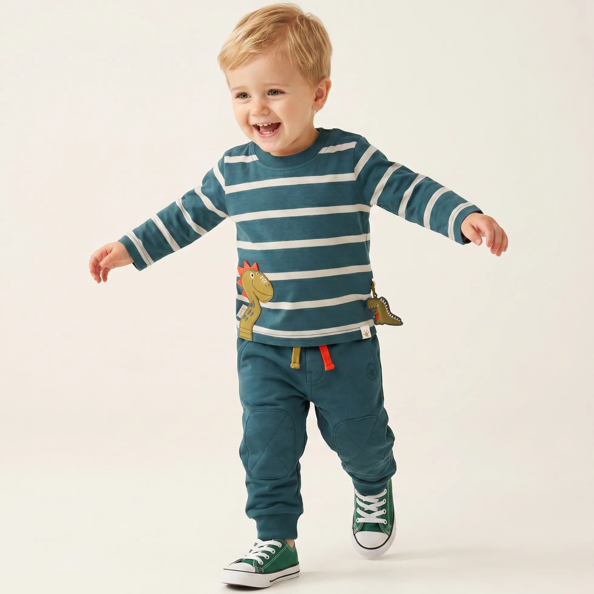 Baby Langarmshirt gestreift, Dino Fun