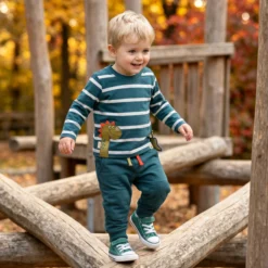 Baby Langarmshirt gestreift, Dino Fun