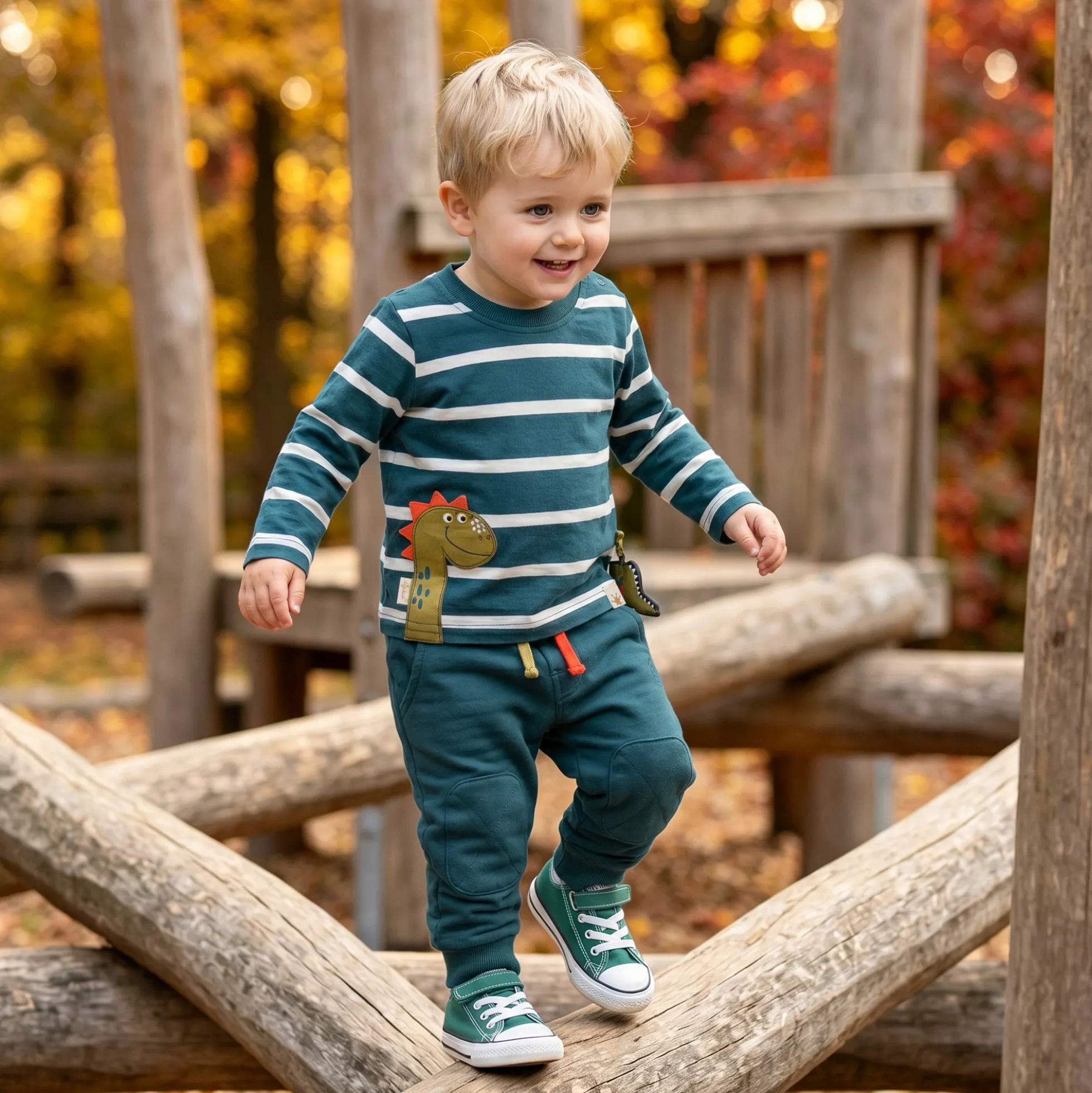 Baby Langarmshirt gestreift, Dino Fun
