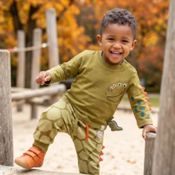 Baby Langarmshirt khaki, Dino Fun