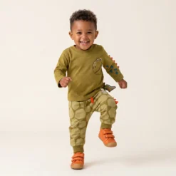 Baby Langarmshirt khaki, Dino Fun
