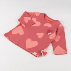Baby Langarmshirt mit Herzchen, rosarot