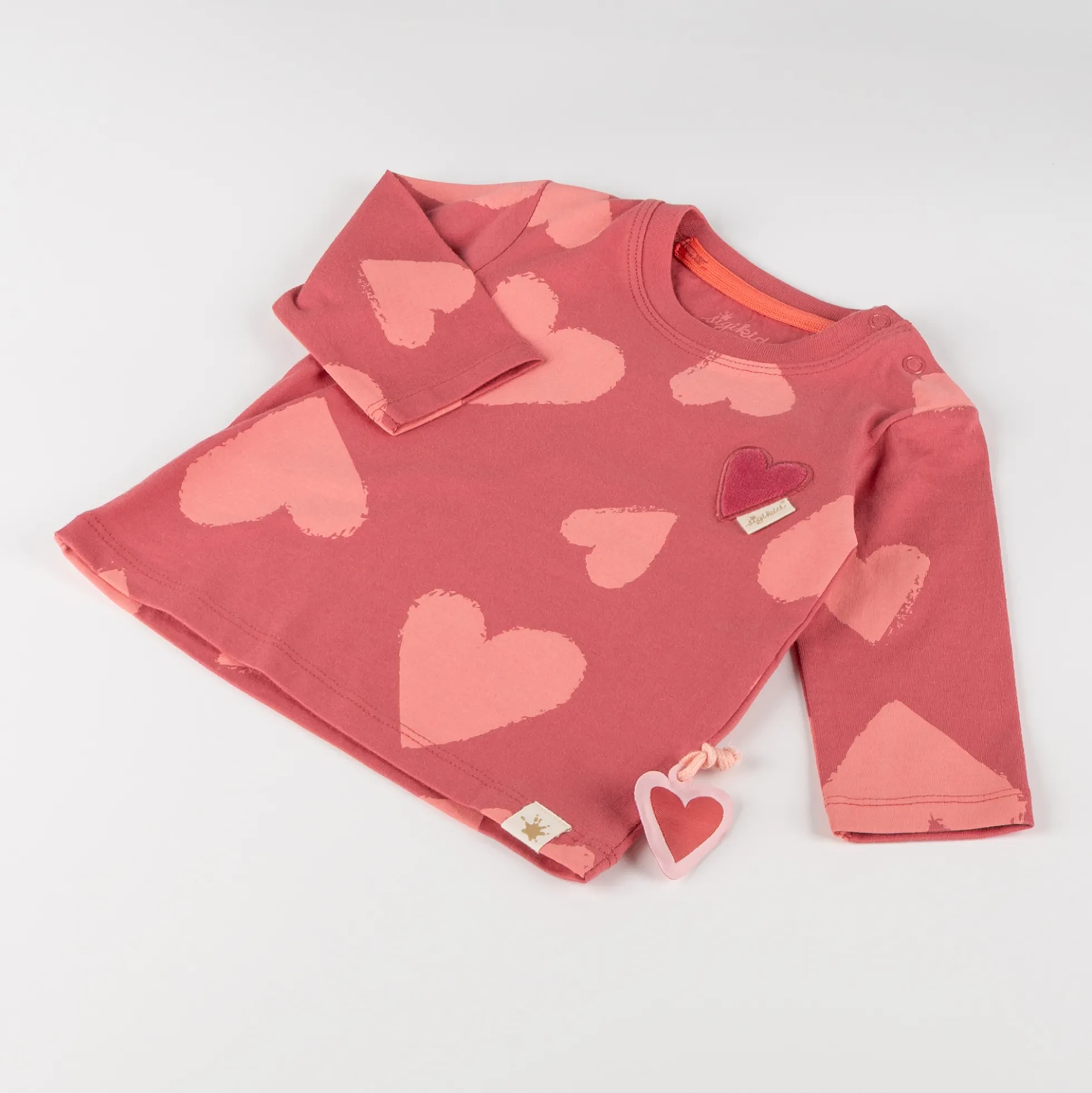 Baby Langarmshirt mit Herzchen, rosarot