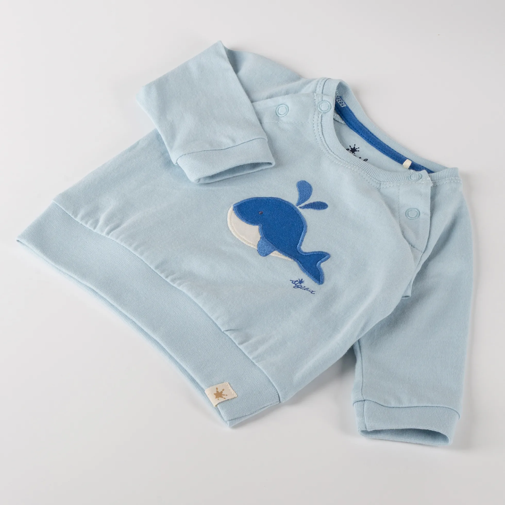 Baby Langarmshirt Wal, blau