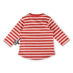 Baby Longshirt Katze, rosa/rot gestreift
