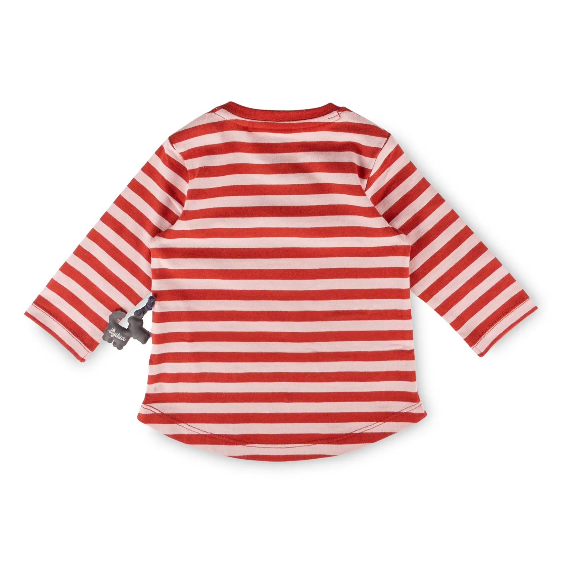 Baby Longshirt Katze, rosa/rot gestreift