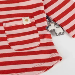 Baby Longshirt Katze, rosa/rot gestreift