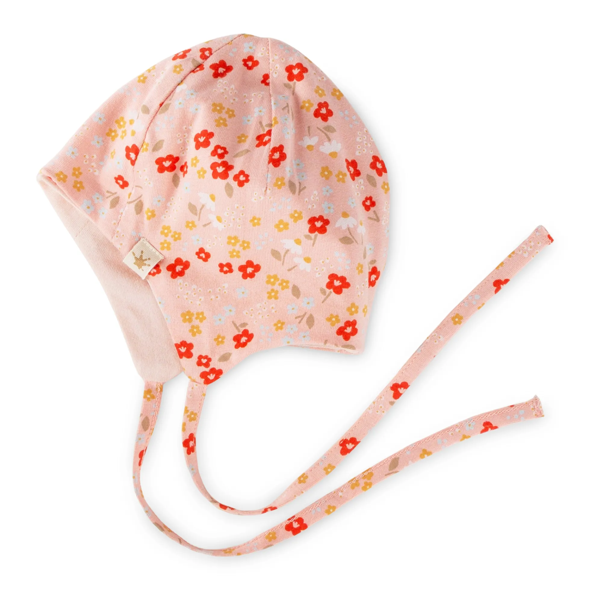 Baby Mütze Blümchen Print, rosa