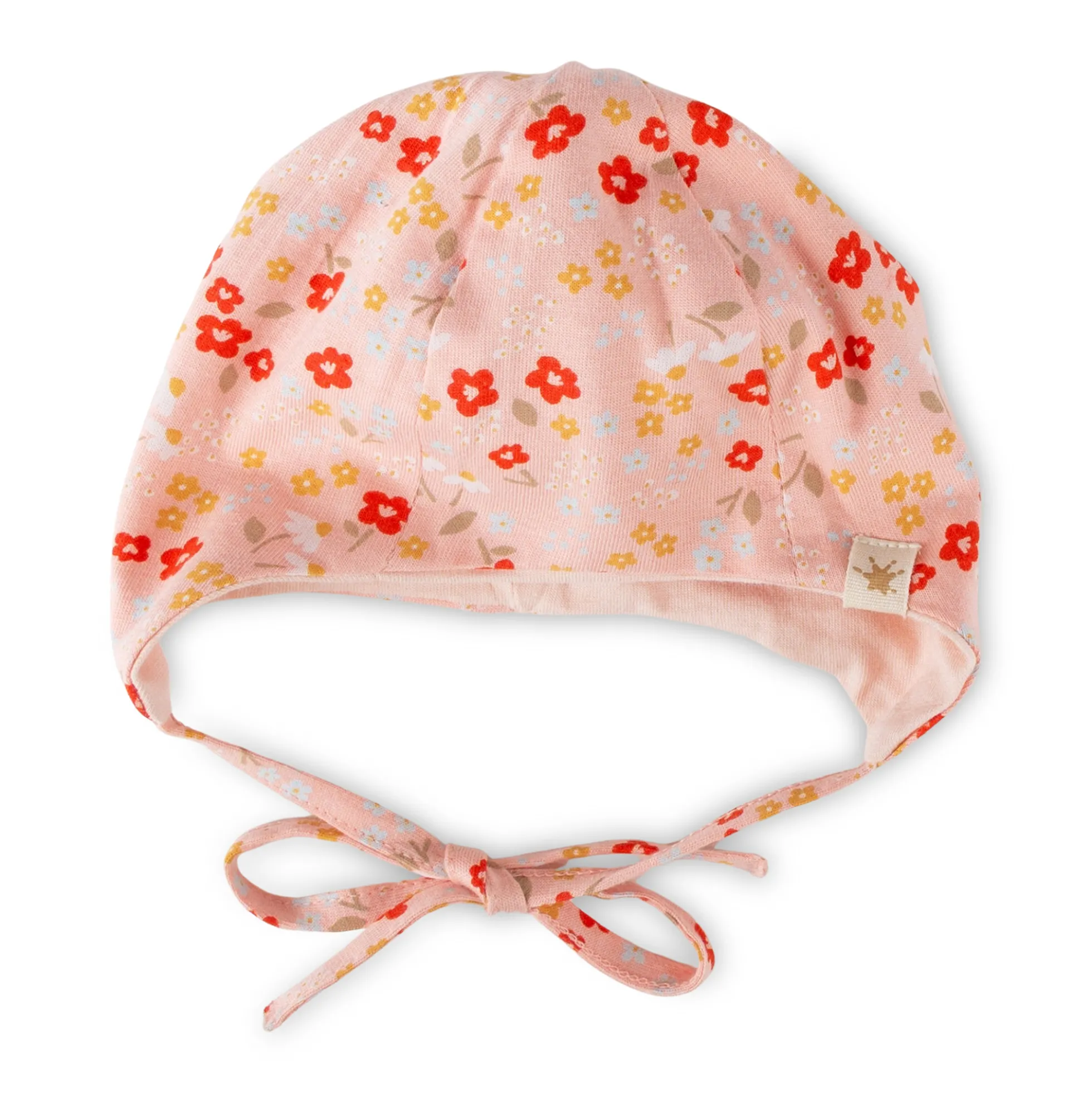 Baby Mütze Blümchen Print, rosa