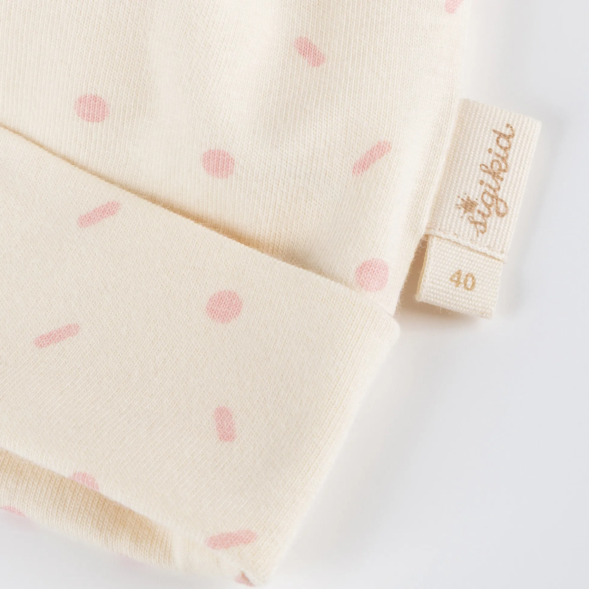 Babymütze cremeweiß/rosa, Petit Croissant