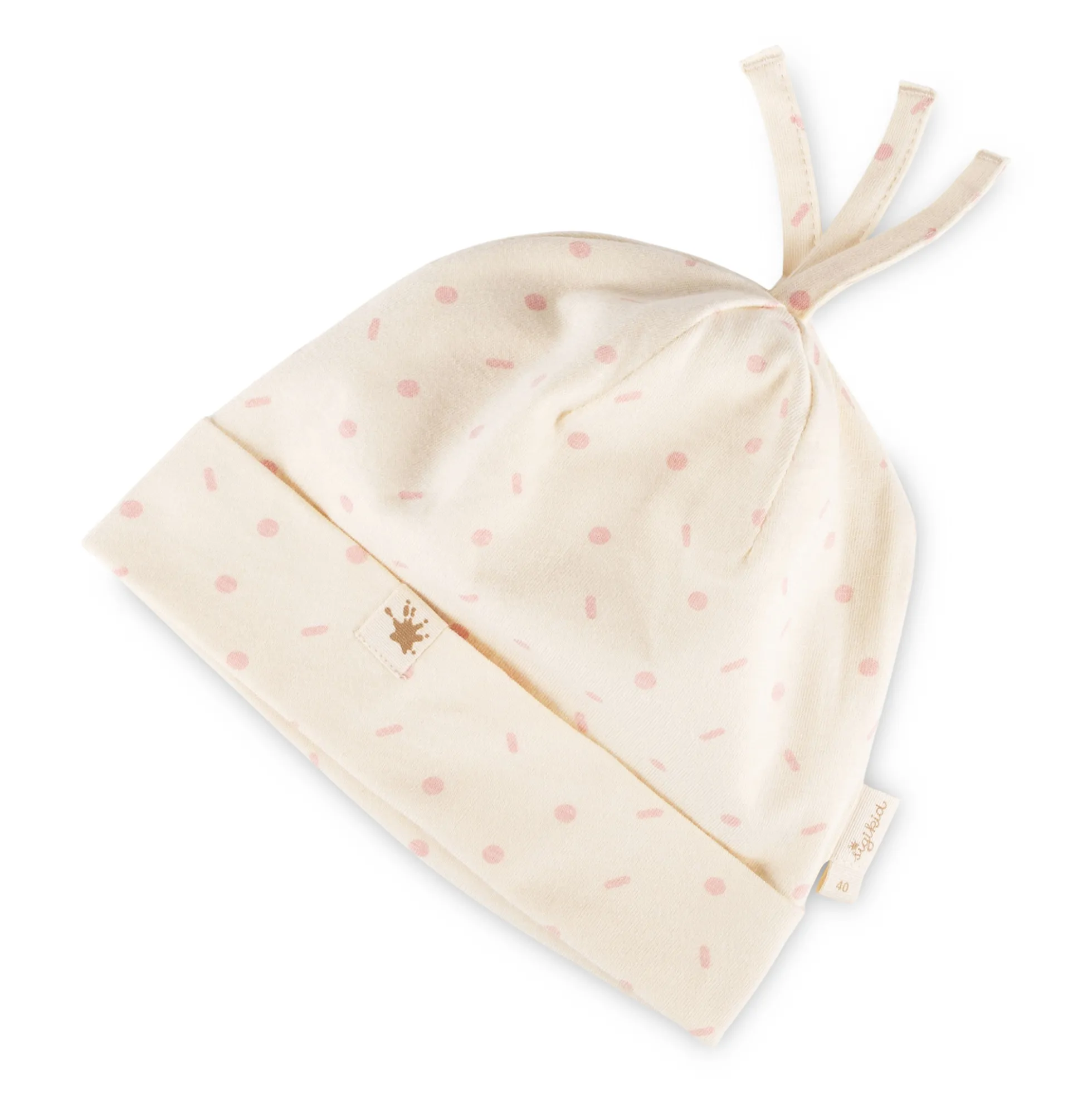 Babymütze cremeweiß/rosa, Petit Croissant