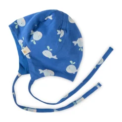 Baby Mütze Wal Print, blau
