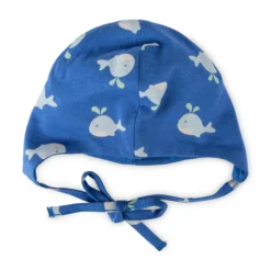 Baby Mütze Wal Print, blau