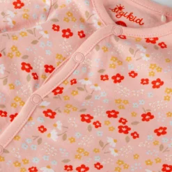 Baby Overall mit Füßchen, Blümchen Print, rosa