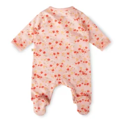 Baby Overall mit Füßchen, Blümchen Print, rosa