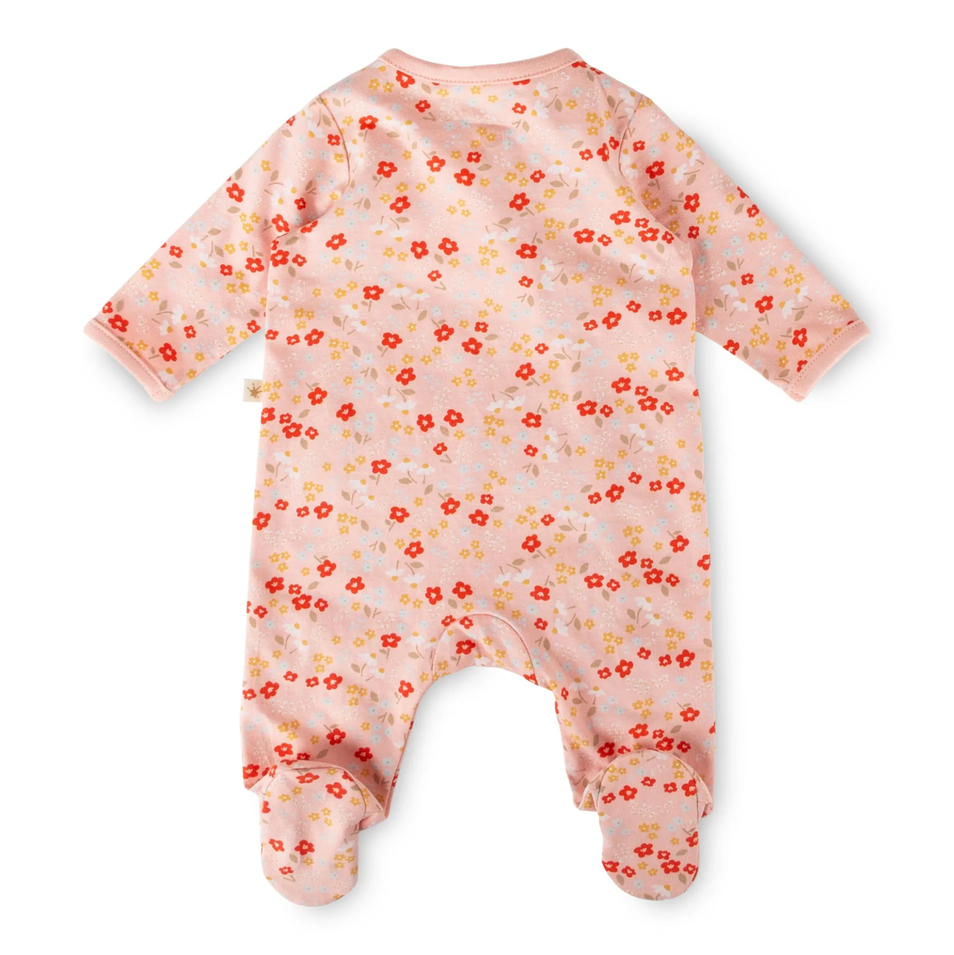 Baby Overall mit Füßchen, Blümchen Print, rosa