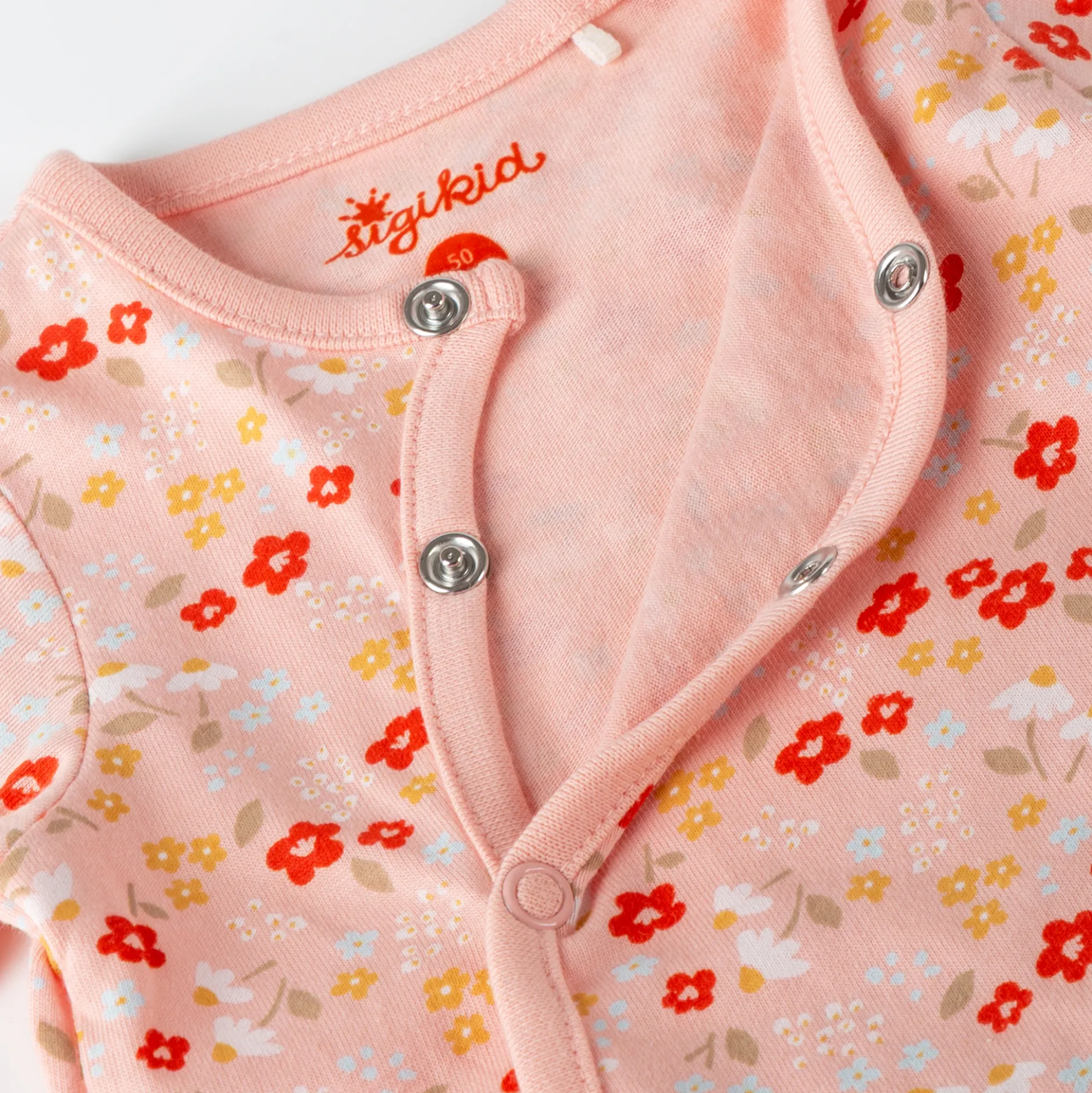 Baby Overall mit Füßchen, Blümchen Print, rosa