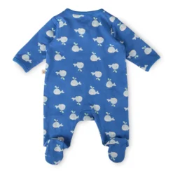 Baby Overall mit Füßchen, Wal Print, blau