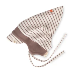 Baby Ringel Kopftuch mit Bindebändchen, weiß/braun