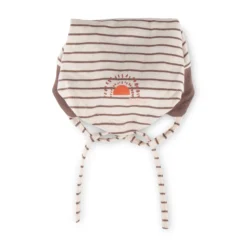 Baby Ringel Kopftuch mit Bindebändchen, weiß/braun