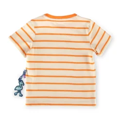 Baby Ringel T-Shirt Flamingo, orange-weiß