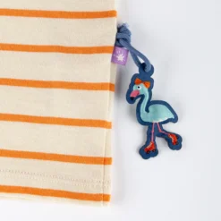 Baby Ringel T-Shirt Flamingo, orange-weiß