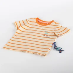 Baby Ringel T-Shirt Flamingo, orange-weiß