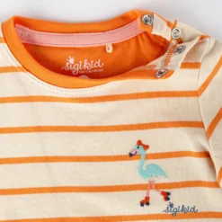 Baby Ringel T-Shirt Flamingo, orange-weiß