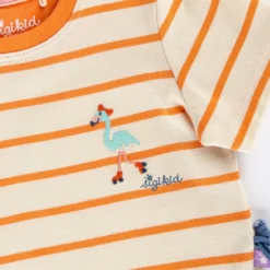 Baby Ringel T-Shirt Flamingo, orange-weiß