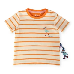 Baby Ringel T-Shirt Flamingo, orange-weiß