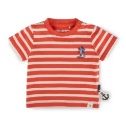 Baby Ringel T-Shirt Papagei, rot-weiß
