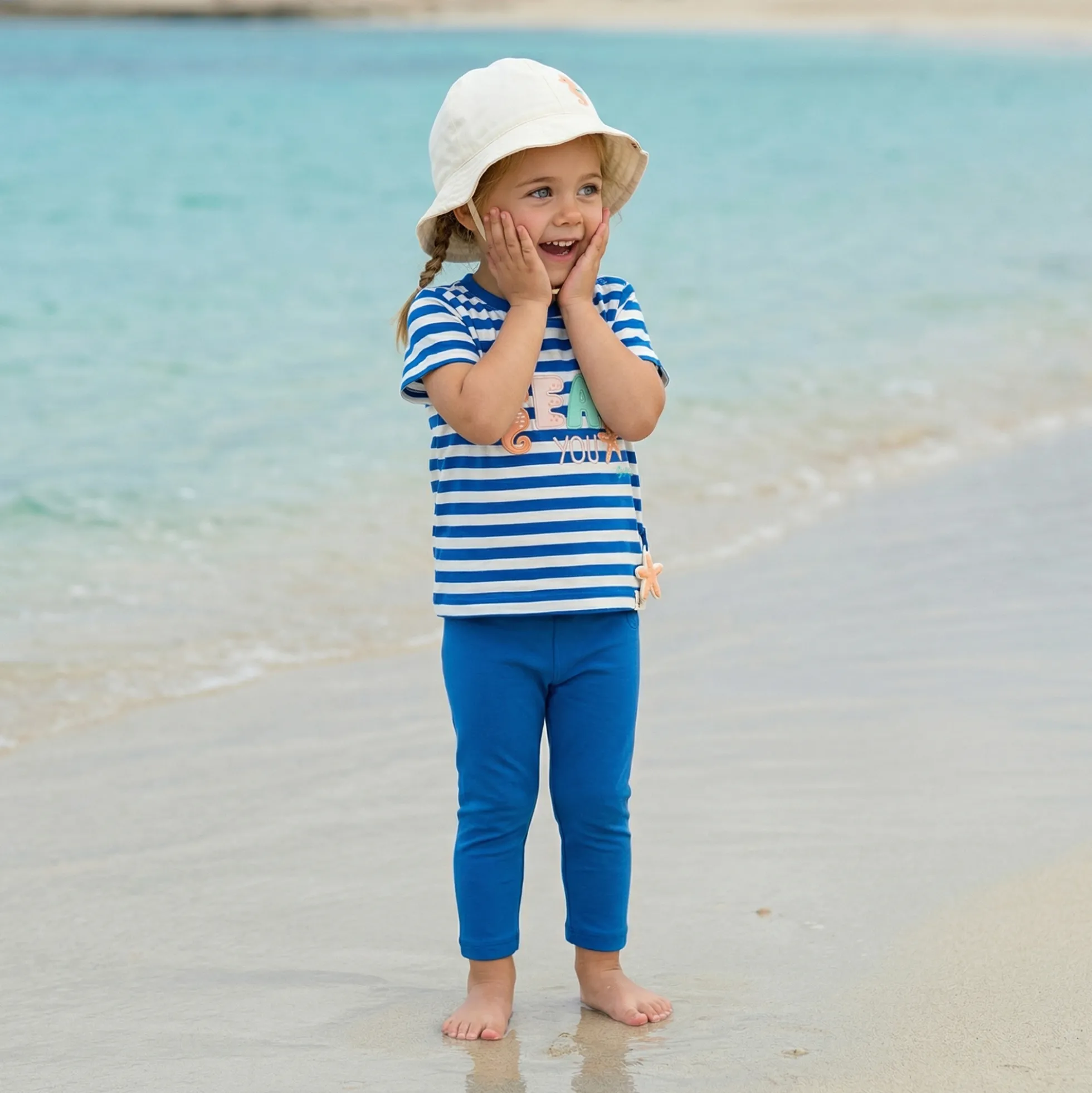 Baby Ringel T-Shirt Strand, blau-weiß