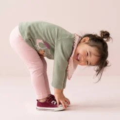 Baby Rippstrick Leggings, rosa, Petit Croissant