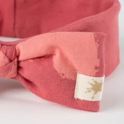 Baby Schleifen Stirnband mit Herzchen Print, rosarot