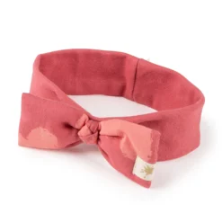 Baby Schleifen Stirnband mit Herzchen Print, rosarot