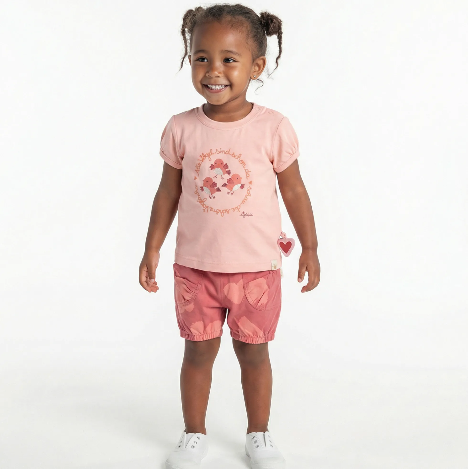 Baby Shorts mit Herzchen Print, rosarot