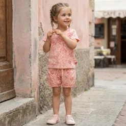 Baby Shorts mit Vögelchen Print, rosa