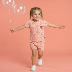 Baby Shorts mit Vögelchen Print, rosa