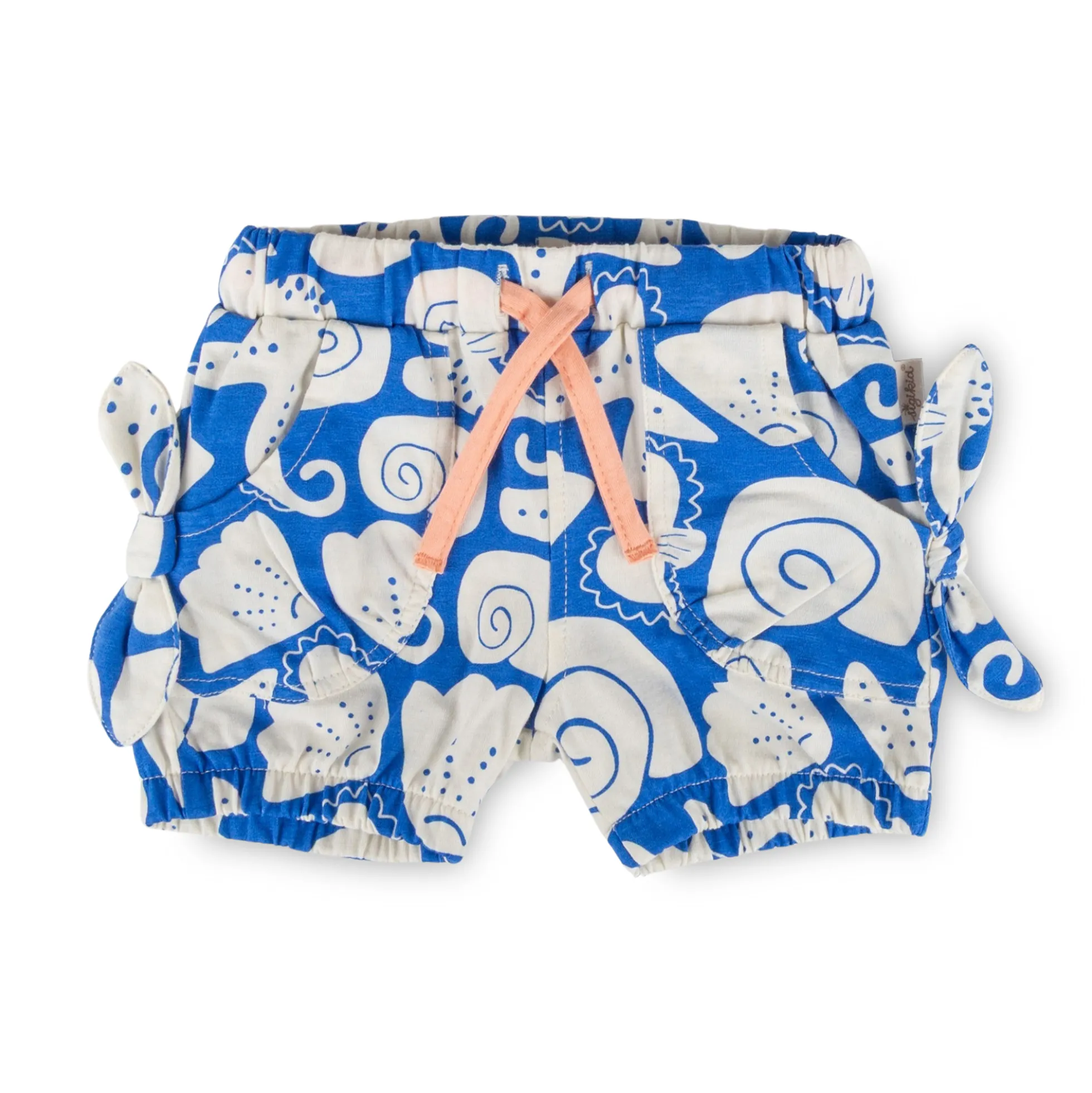 Baby Shorts Strand Print, blau mit weiß